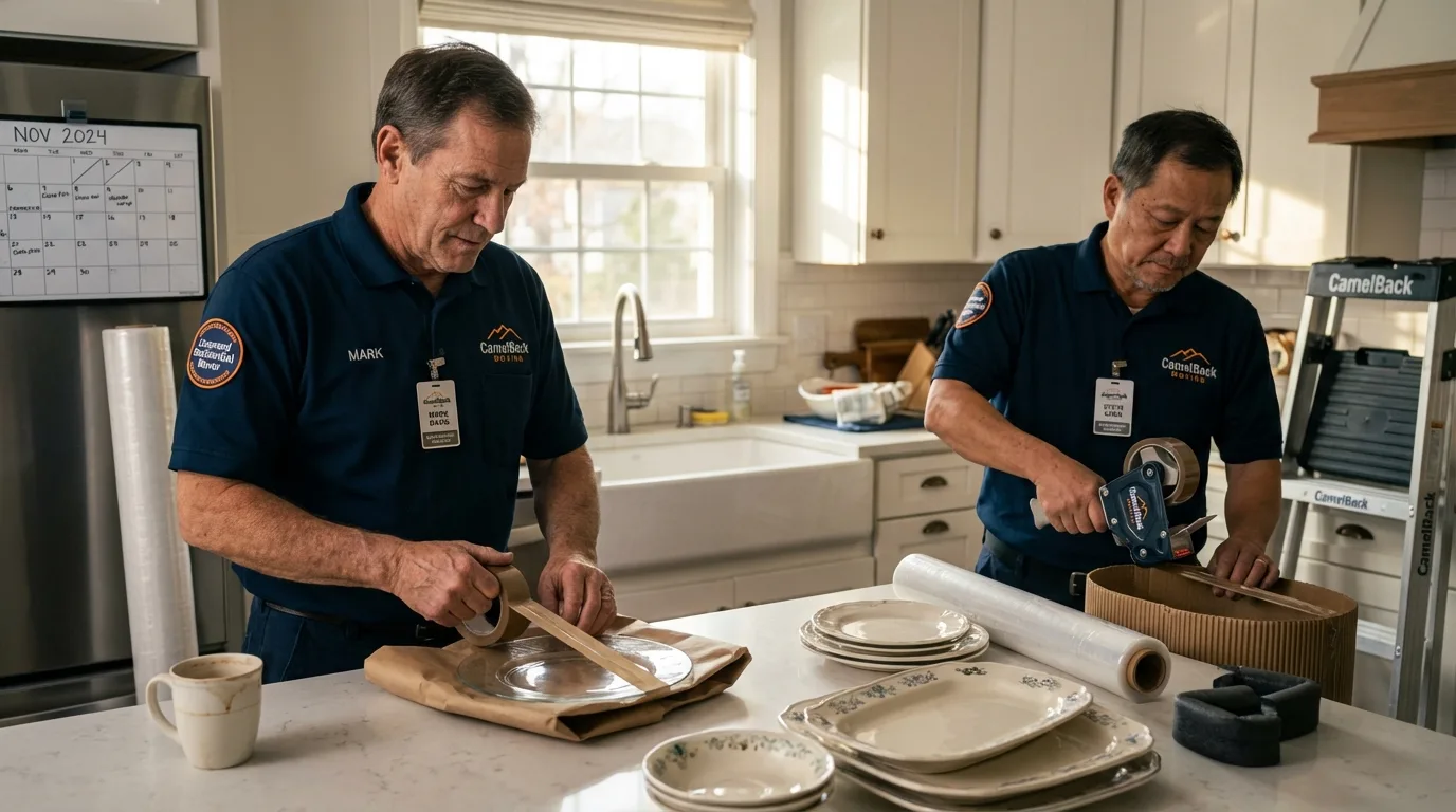 Professional crew packing kitchen dishware in Rio Grande City, TX